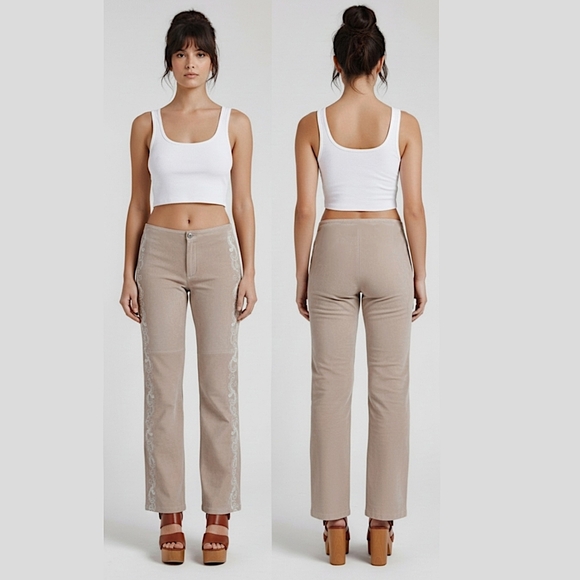 CABO True Vintage 80s Low Rise Western Straight Tan Suede Pants - Picture 2 of 8